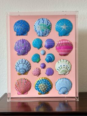 She Shells Art - Hand-Painted Seashell Art on Canvas - Siren's Coral Reef